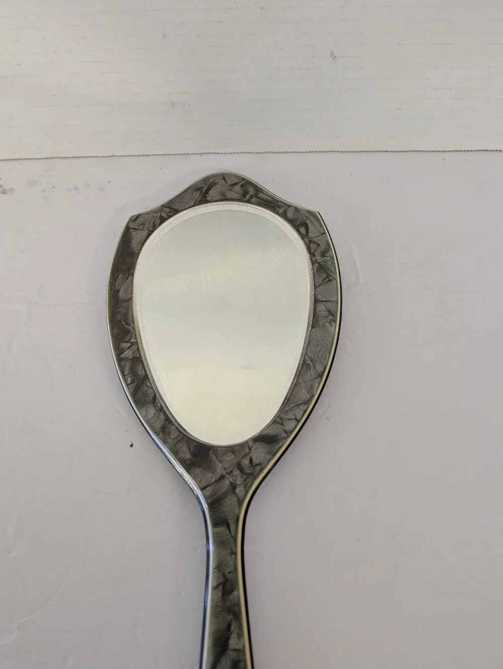 Vintage Hand Mirror Green Marbled Art Deco 1920s-